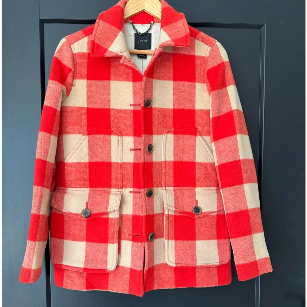 J. Crew Stadium Cloth Car Coat in Buffalo Plaid NWOT ***RARE*** - Picture 1 of 4
